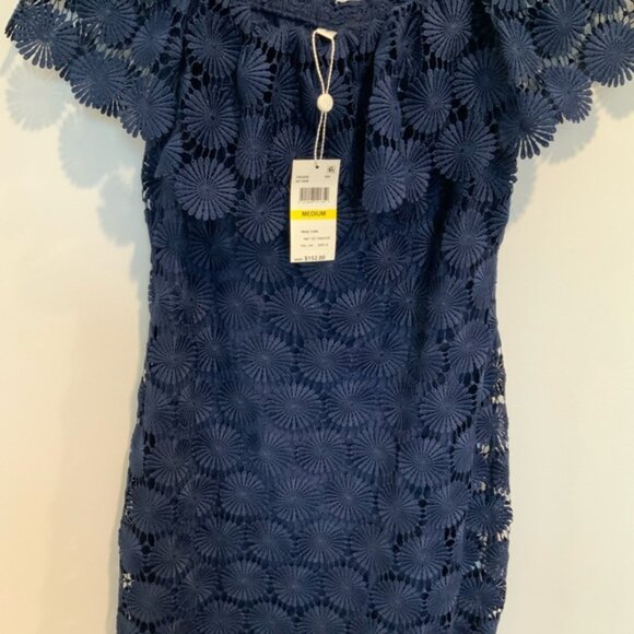 Trina Turk Navy Lace Off The Shoulder Dress - Picture 4 of 4